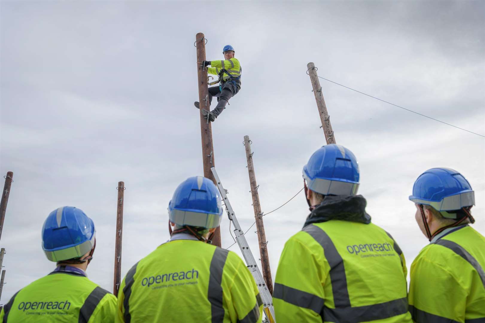 Trainees learn how to climb telegraph poles (6798787)