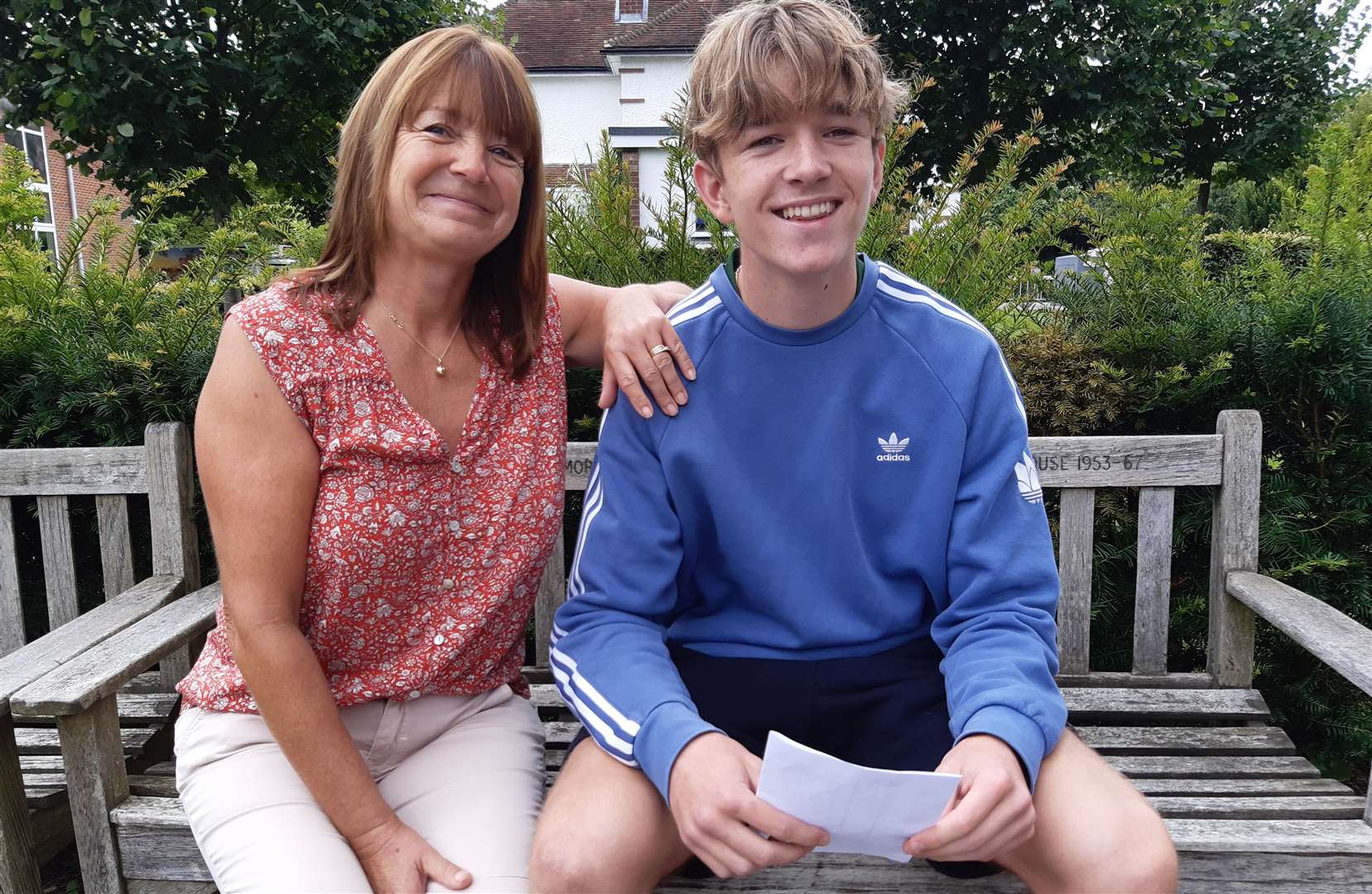 Proud Sutton Valence mum Marie Nixon with her son Toby Butler who secured 10 GCSEs, two grade 9s, five grade 8s, two grade 7s and one grade 6