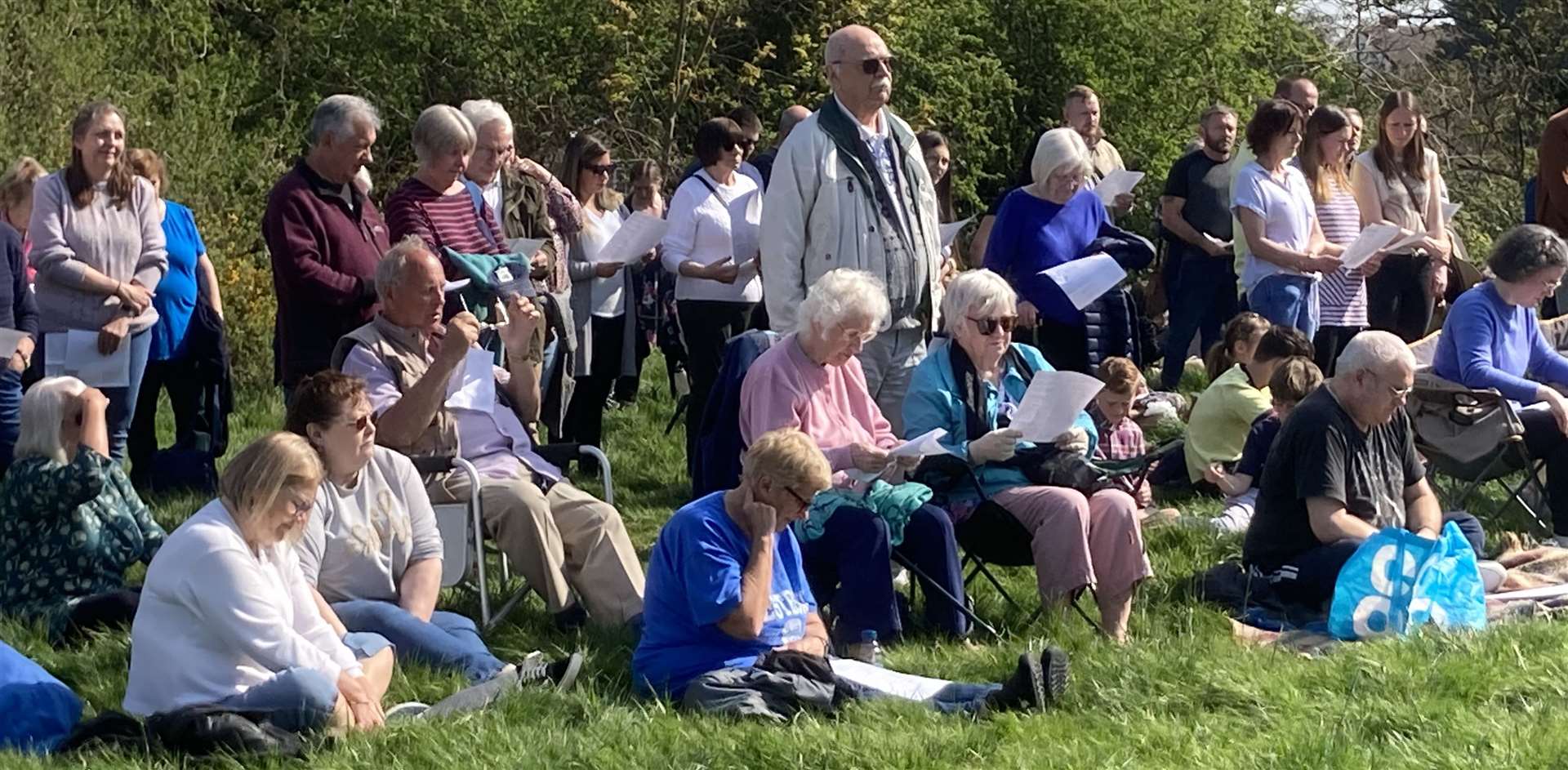 Some of the crowd at the Good Friday Easter service at Bunny Bank, Minster