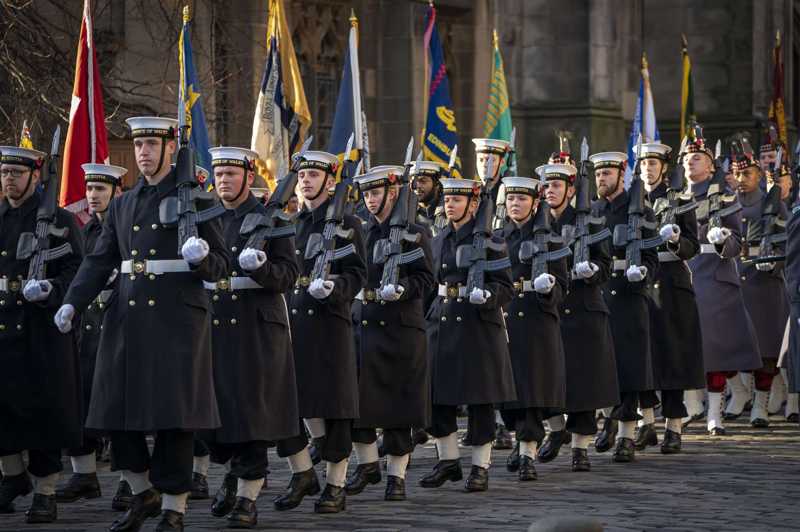 Members of the armed forces marched down the Royal Mile (Jane Barlow/PA)