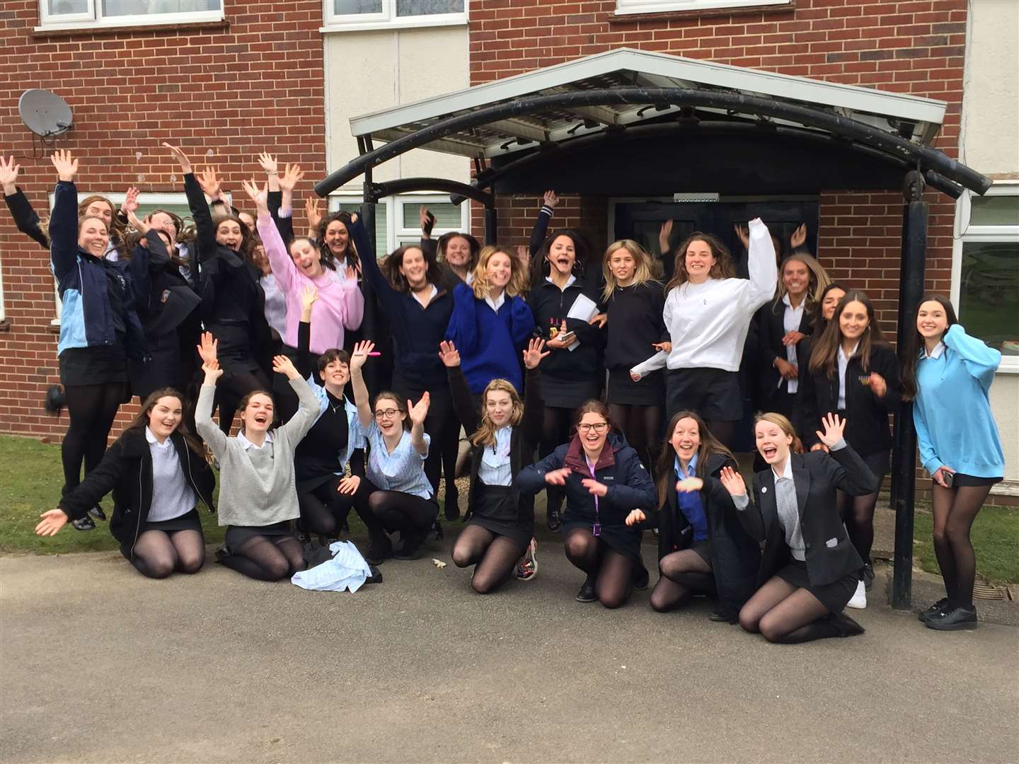 The Kent College sixth-form girls, taken before the lockdown