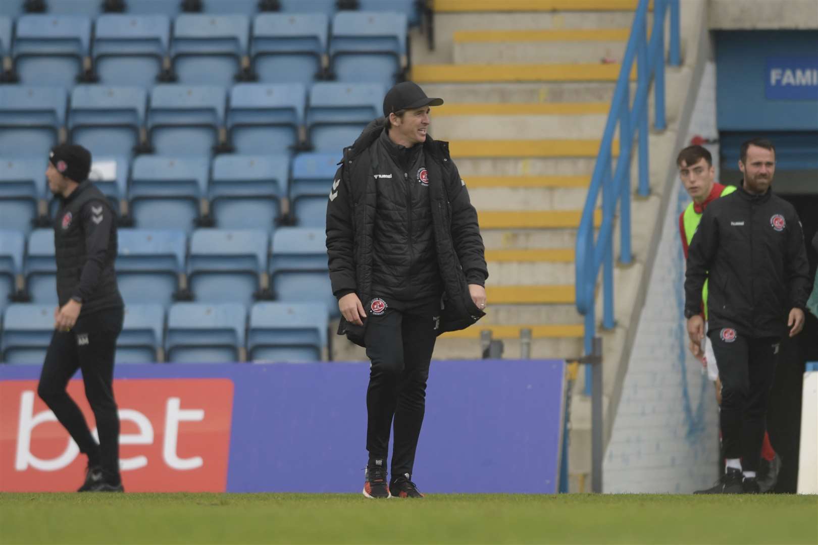 Joey Barton - at Priestfield earlier this season with former club Fleetwood - has been tipped to become Bristol Rovers' new manager Picture: Barry Goodwin