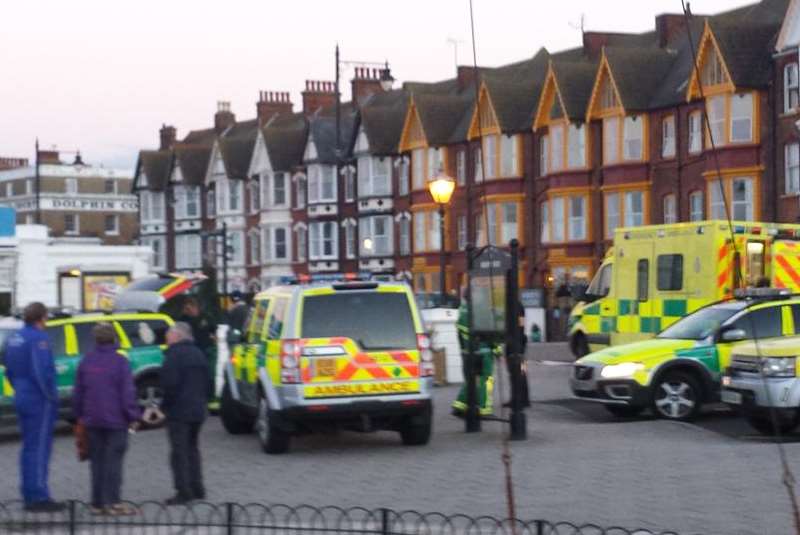 Rescuers on Herne Bay seafront after two men jumped off the pier