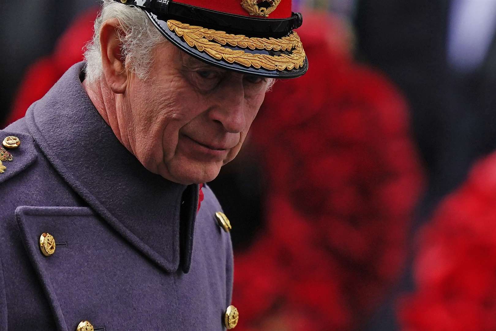 Charles during the Remembrance Sunday service at the Cenotaph. Aaron Chown/PA