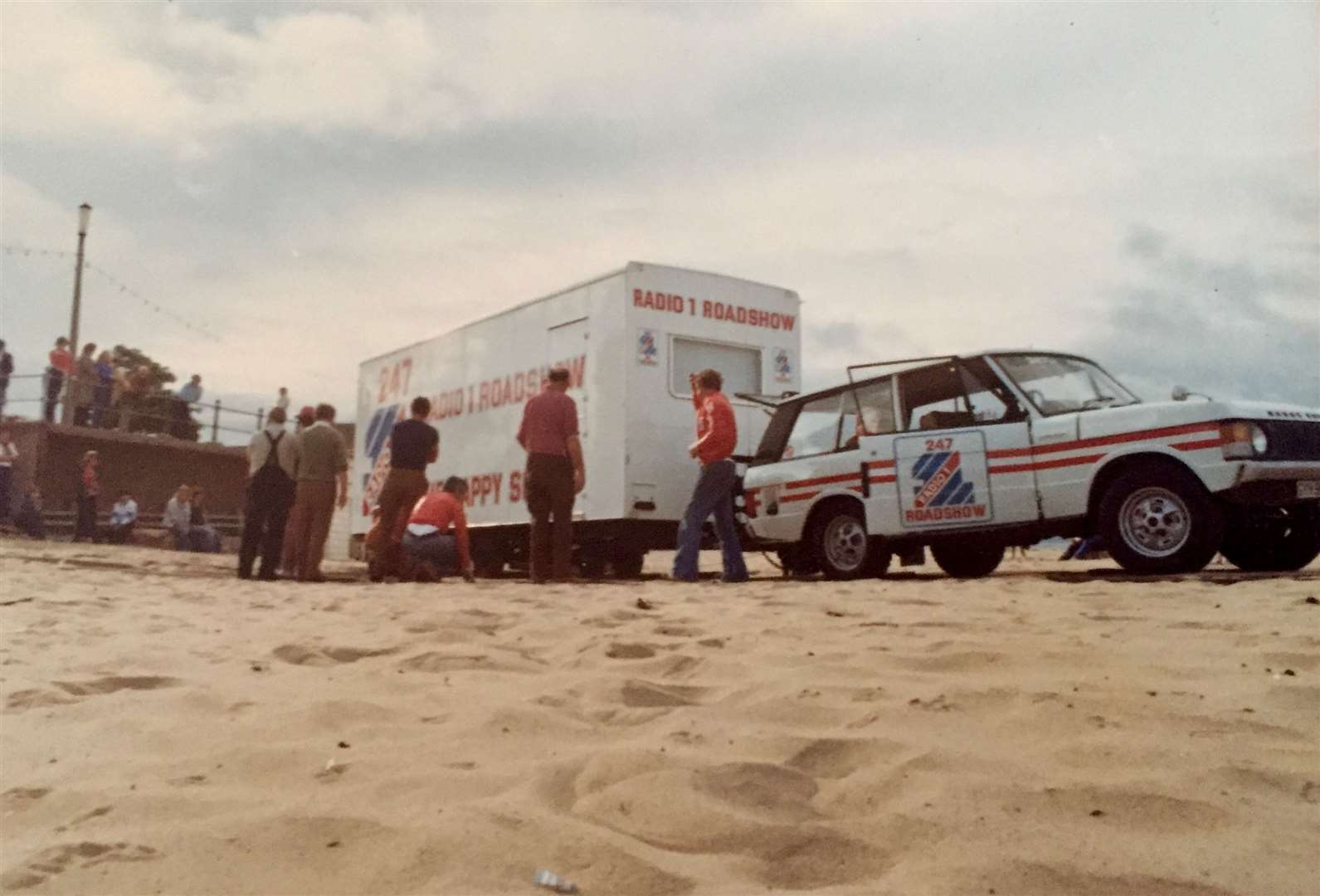 The Radio 1 Roadshow van gets stuck in the sand in Margate. Picture: Tony Miles