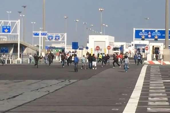 Illegal immigrants breach security at the port of Calais. File picture: Mark Salt