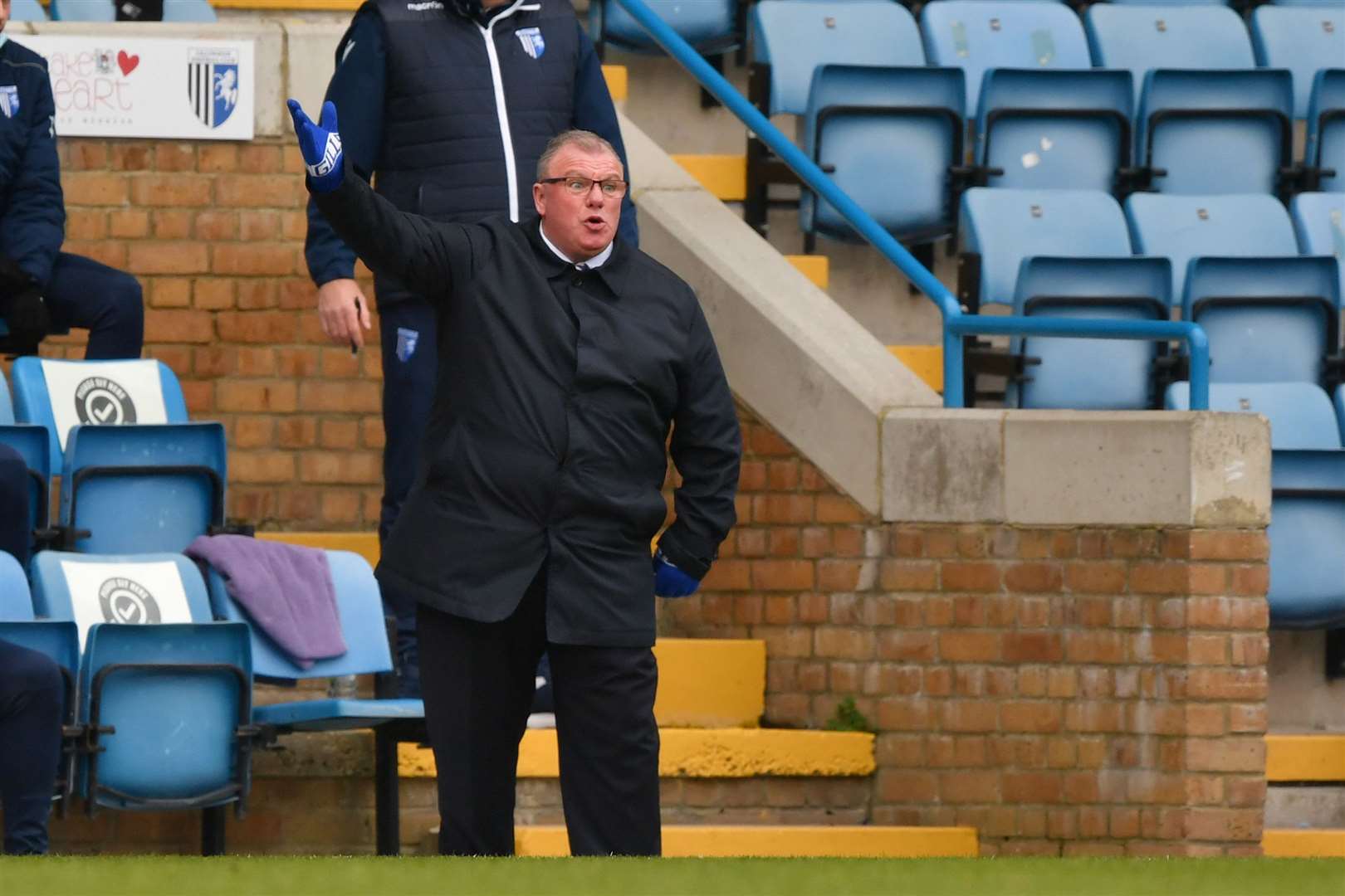 Gillingham manager Steve Evans gets his message across on Saturday Picture: Keith Gillard