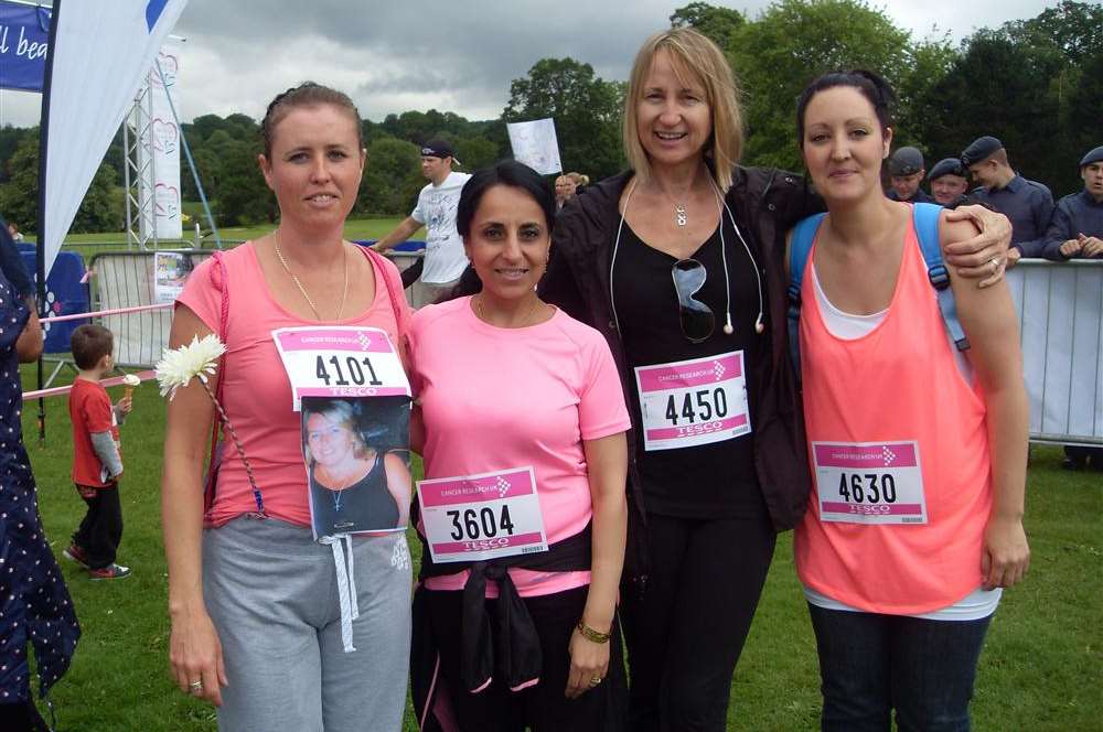 Bal Cheema and friends with Carol McGiffin at last year's Race for Life