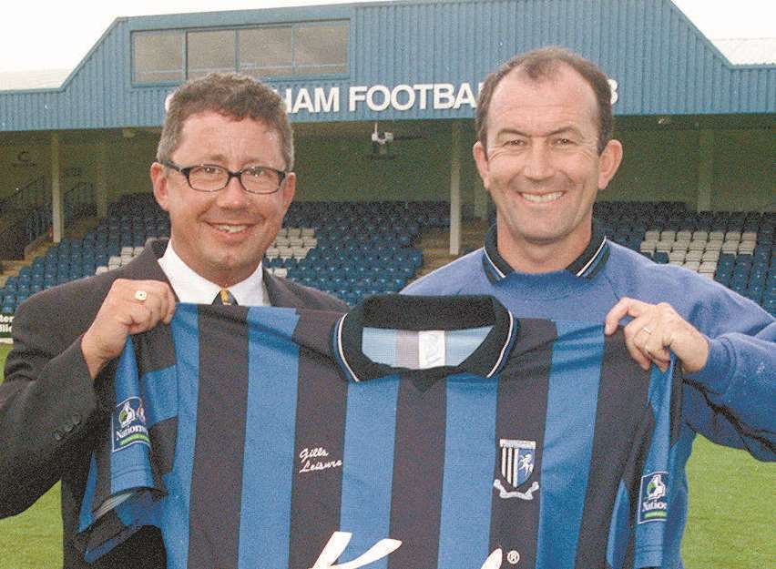 Gillingham chairman Paul Scally in happier times with Tony Pulis