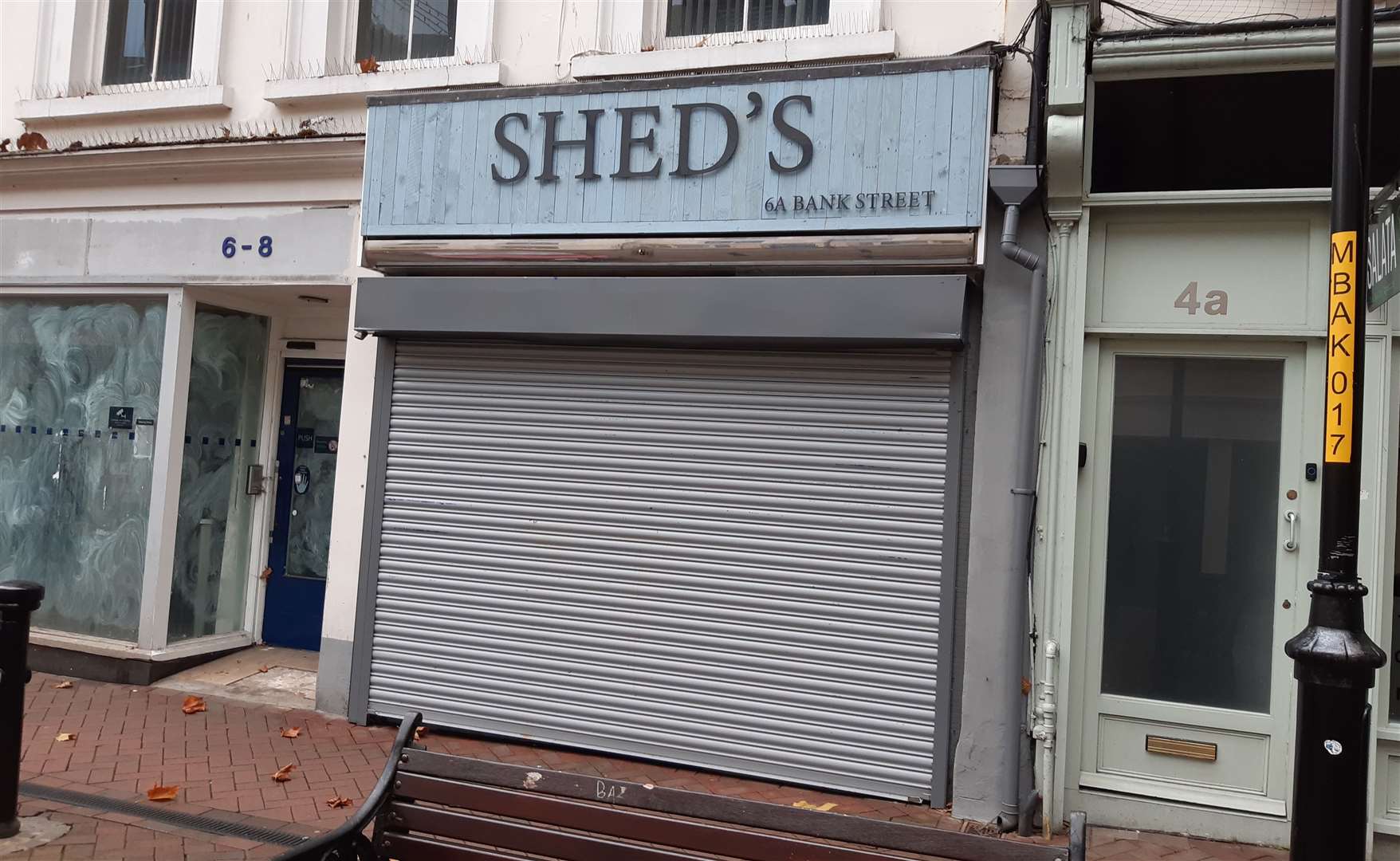 The shutters are down at Shed's in Bank Street