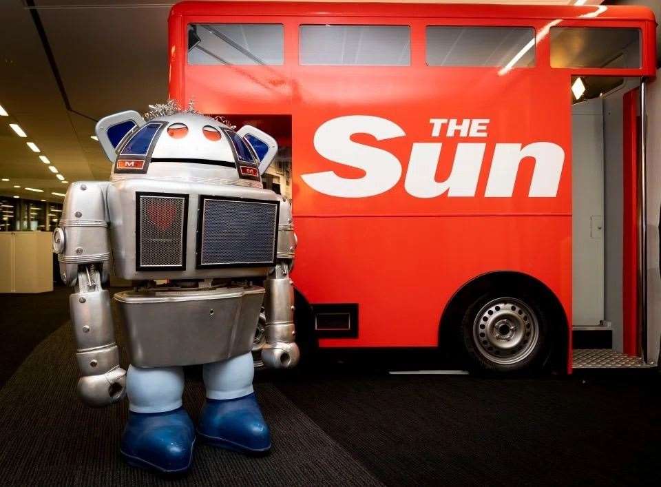 Metal Mickey is now at the offices of The Sun. Images: The Sun/Dan Charity