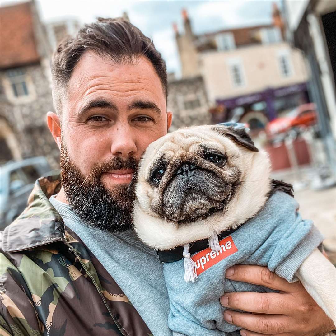 Nick Ettridge with his internet famous pooch, Puggy Smalls