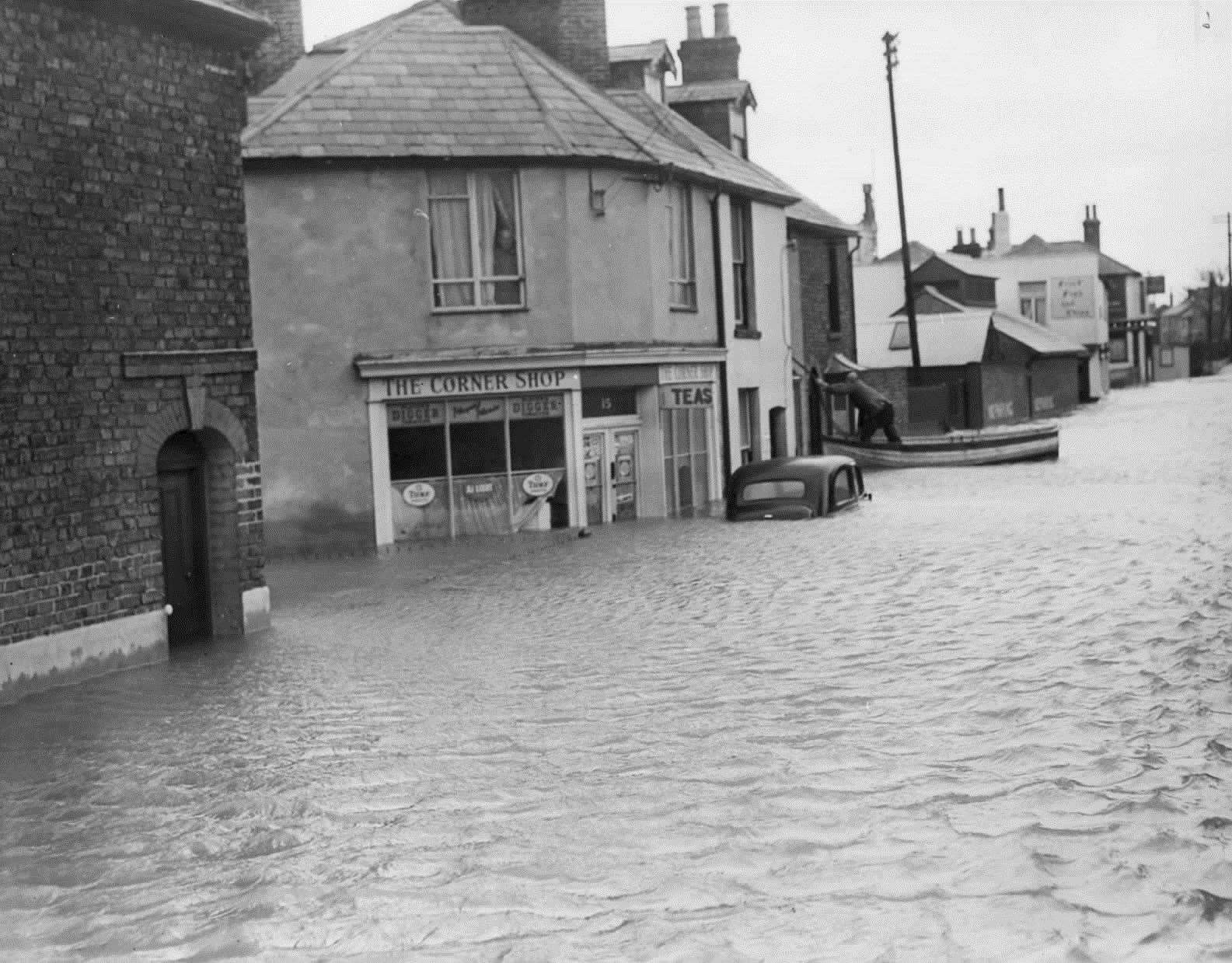 The flooded car in Island Wall, Whitstable, belonged to Betty Marchant's boss
