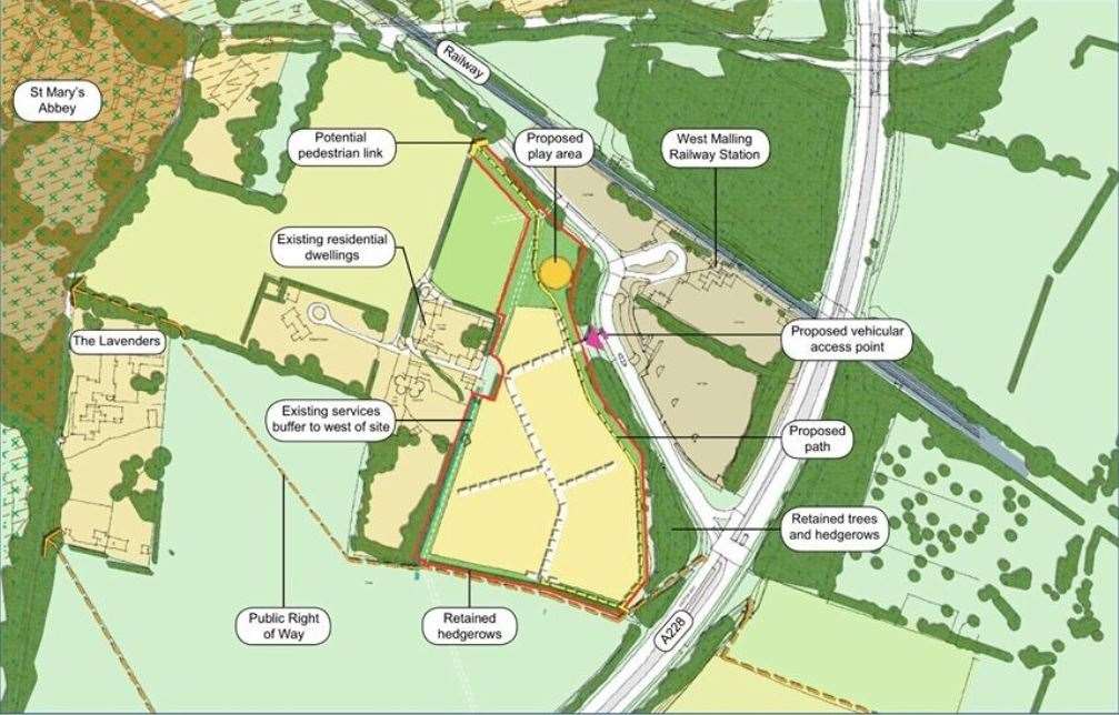 Gladman's illustrative site layout for homes off Ashton Way, West Malling