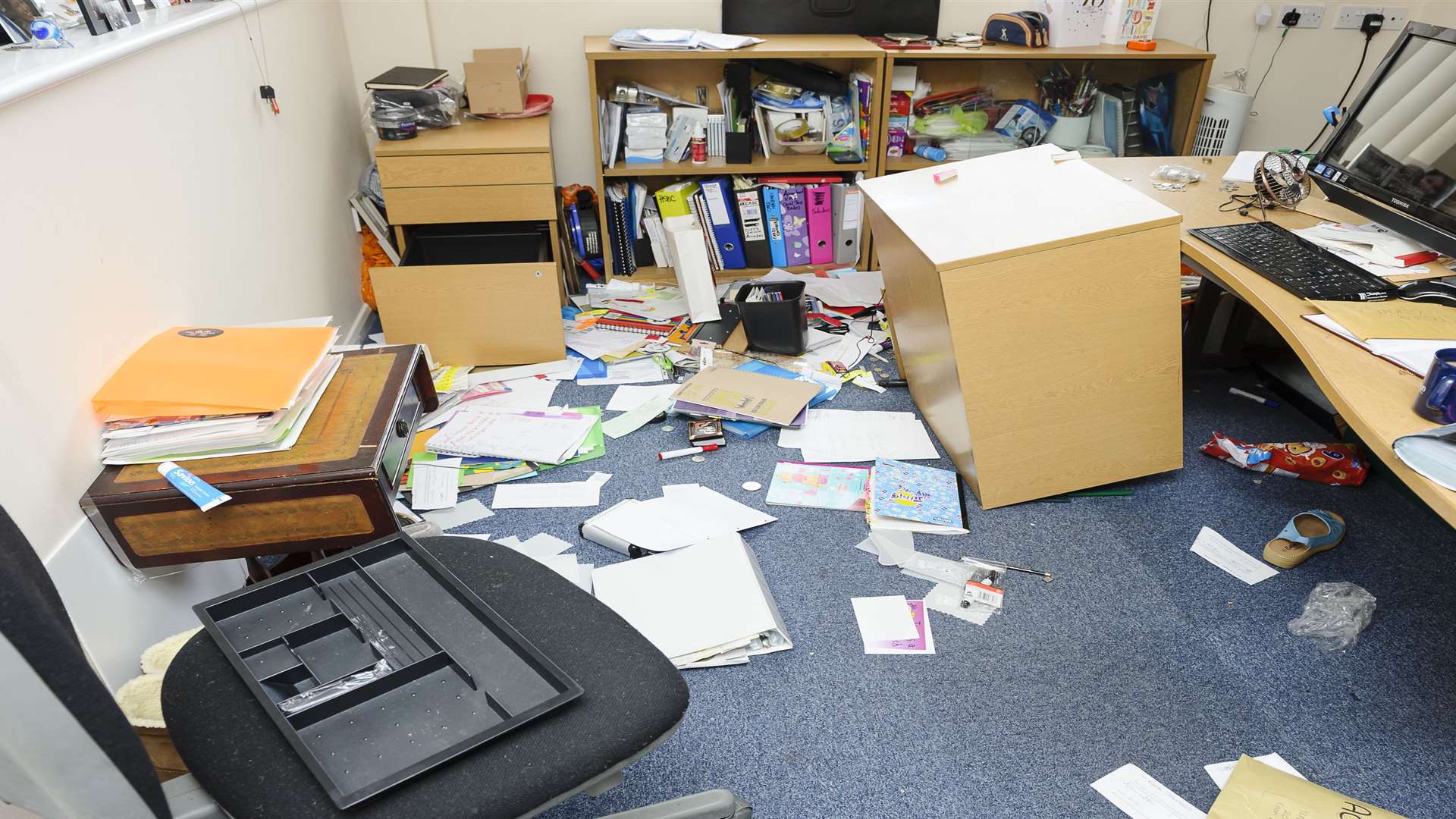The offices were trashed during the break-in. Picture: Andy Payton