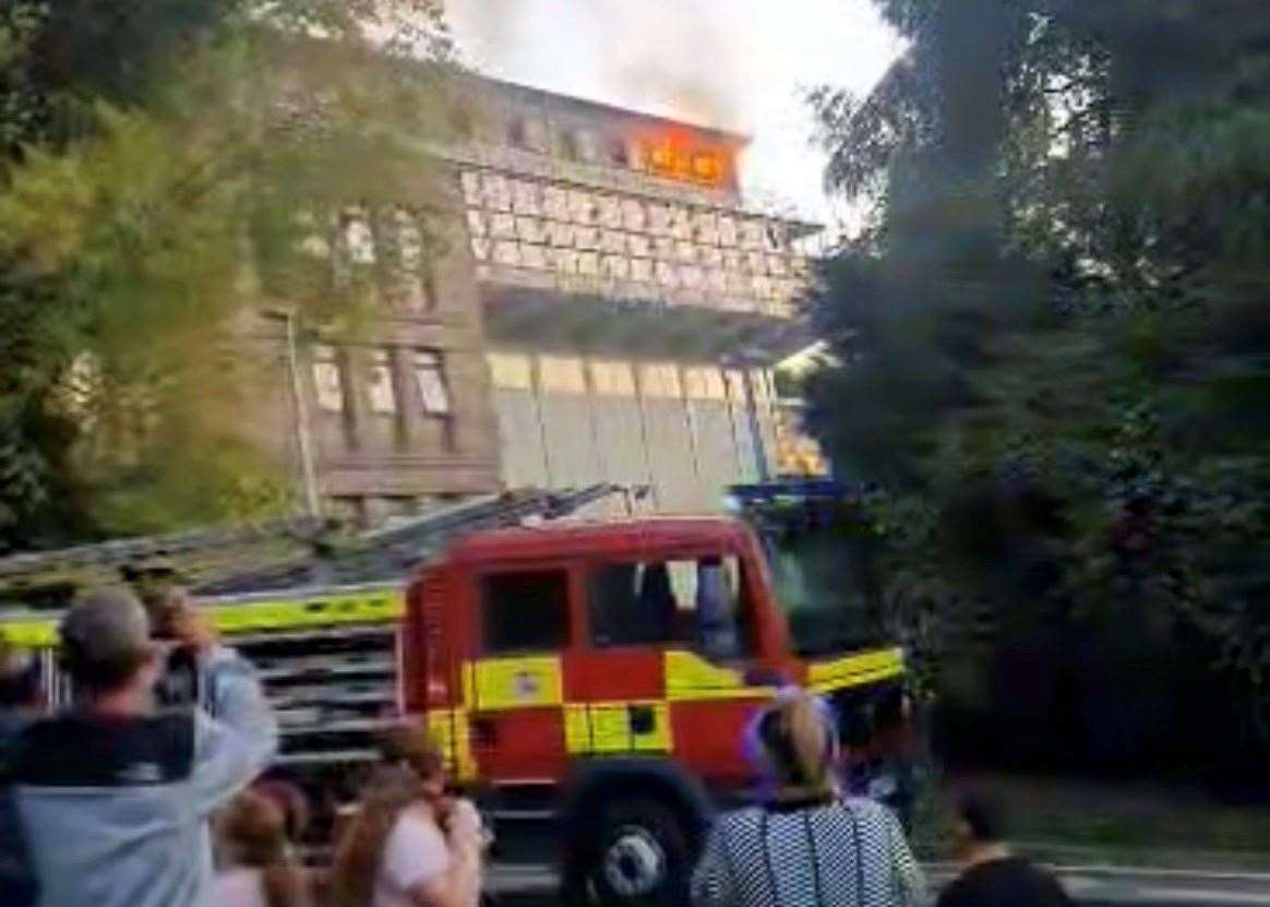 Around 10 emergency service vehicles were at the scene of a blaze at an old school building in Ordnance Street, Chatham. Picture: Billy Wise