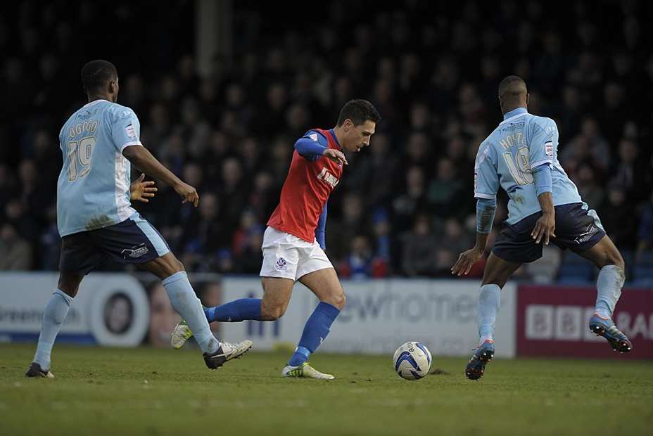Joe Martin in action for the Gills against Dagenham Picture: Barry Goodwin