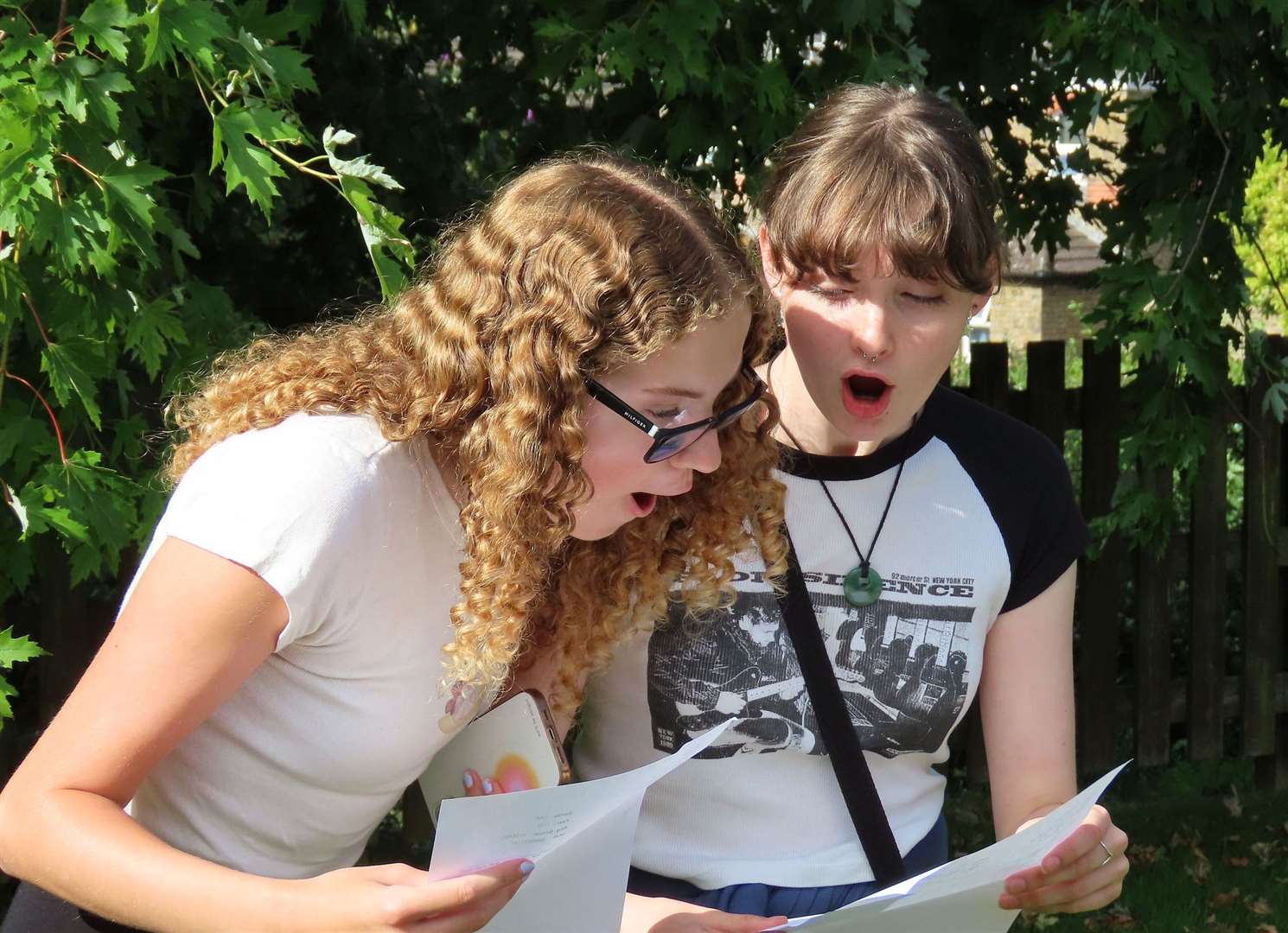 Dover Grammar School for Girls pupils Lillianna Chapman and Stephanie Macari react to their exam results