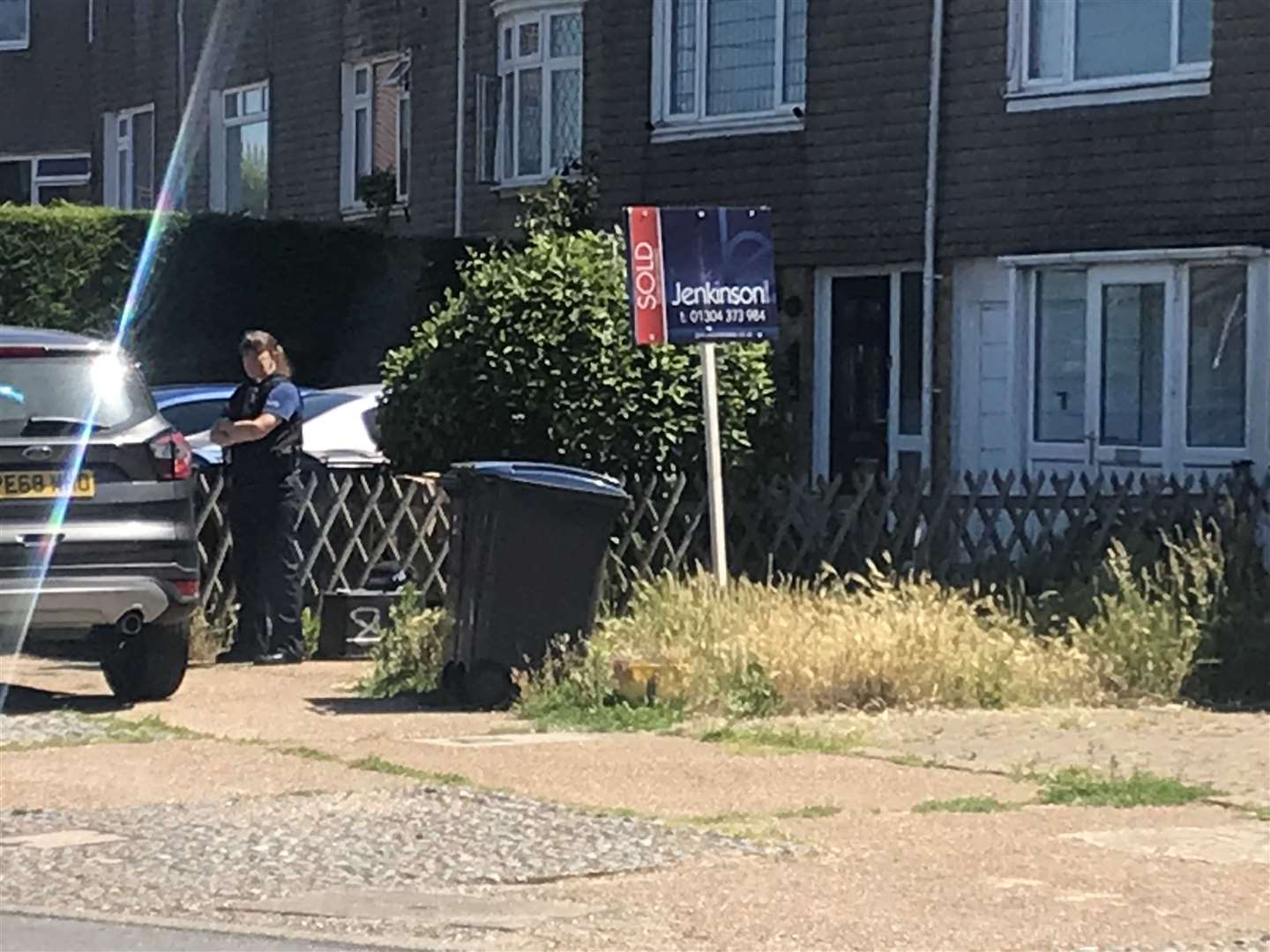 An officer remained outside the Deal house throughout yesterday
