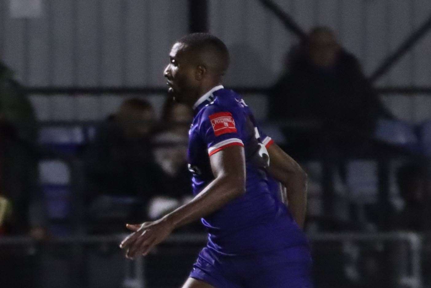 Tyrone Sterling – got Margate’s opening goal in their 2-0 weekend home win over Lewes. Picture: Max English @max_ePhotos