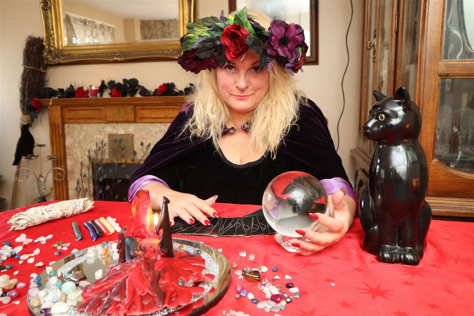 Sheppey white witch Charlotte Clark at her home in Minster preparing for Halloween. Picture: John Nurden
