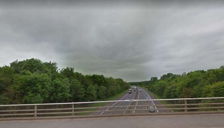 Dashcam footage is sought by Kent Police after a lorry on the M26 was struck by a rock thrown from a bridge on the A227. Picture: Google Street View