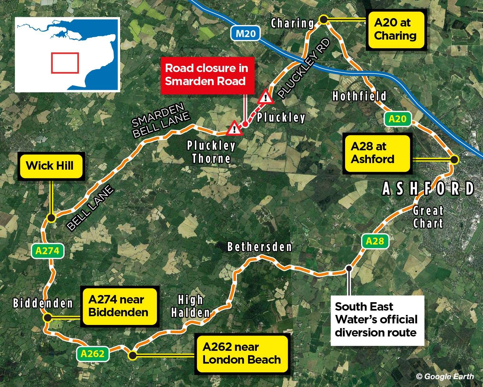 The diversion suggested by South East Water