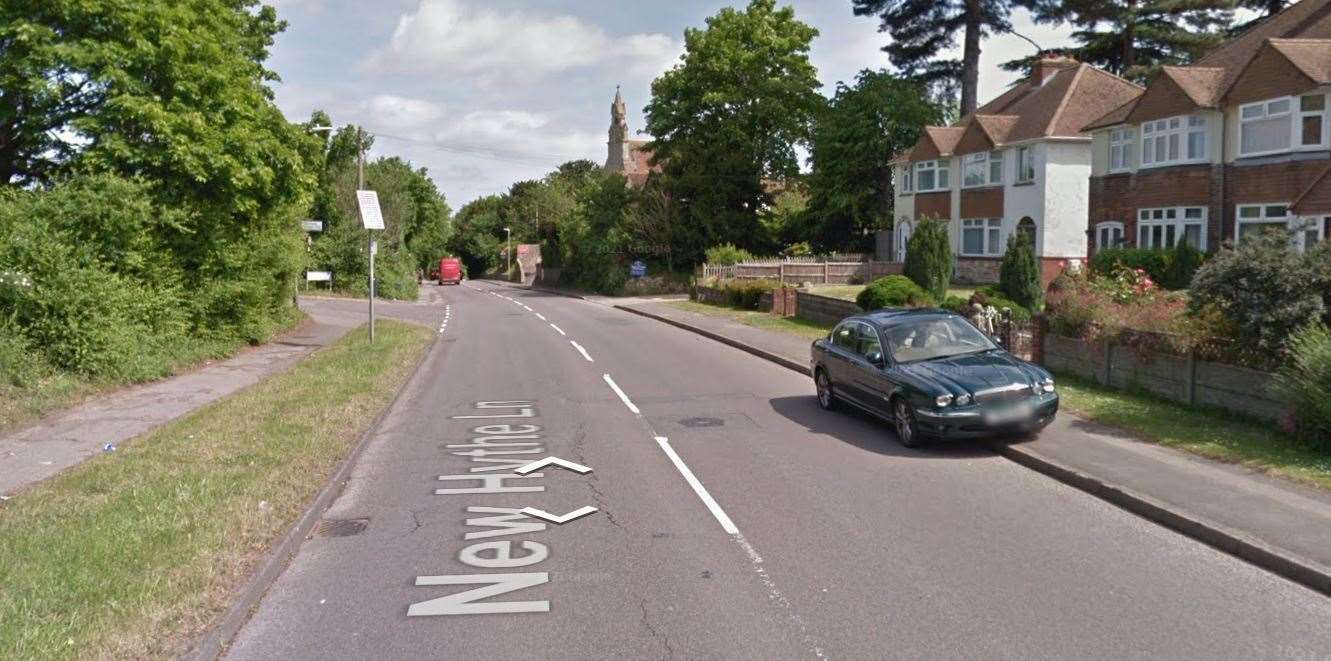 The location of the incident in New Hythe Lane. Pic: Google