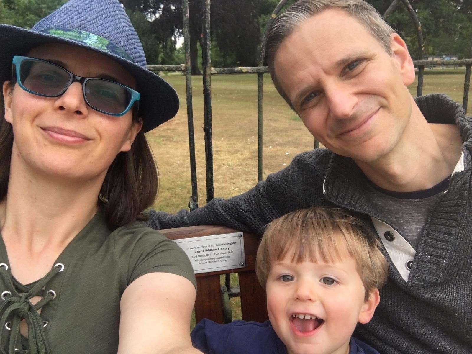 Helene Gentry, left, with son Enzo and husband Adam