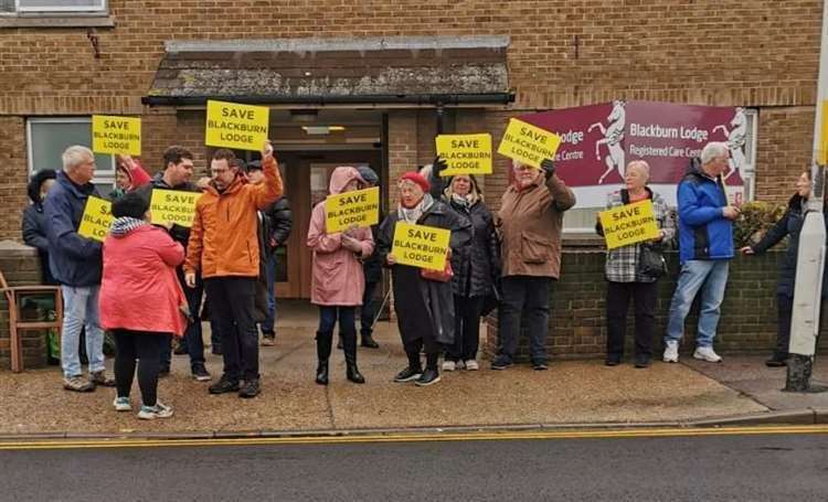 People also protested the decision to close Blackburn Lodge care home in Sheerness in December