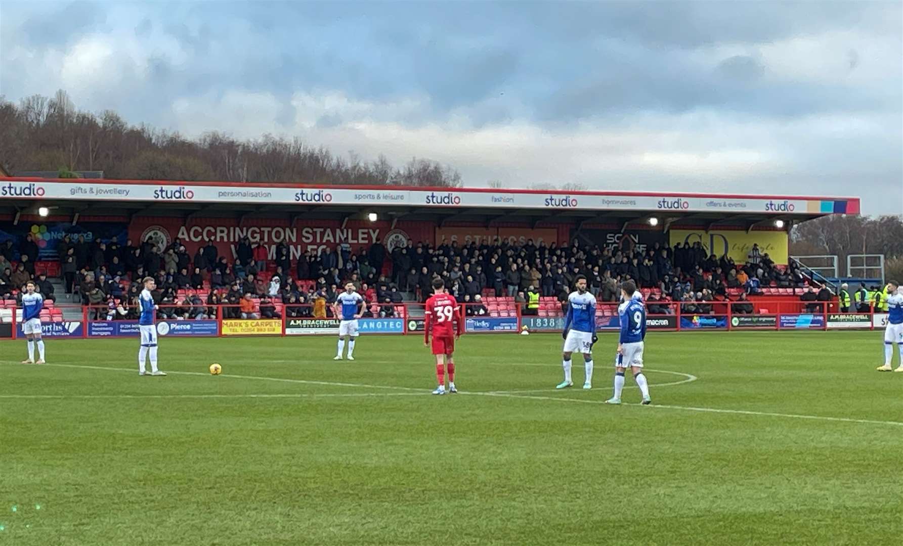 The away following for Gillingham at Accrington