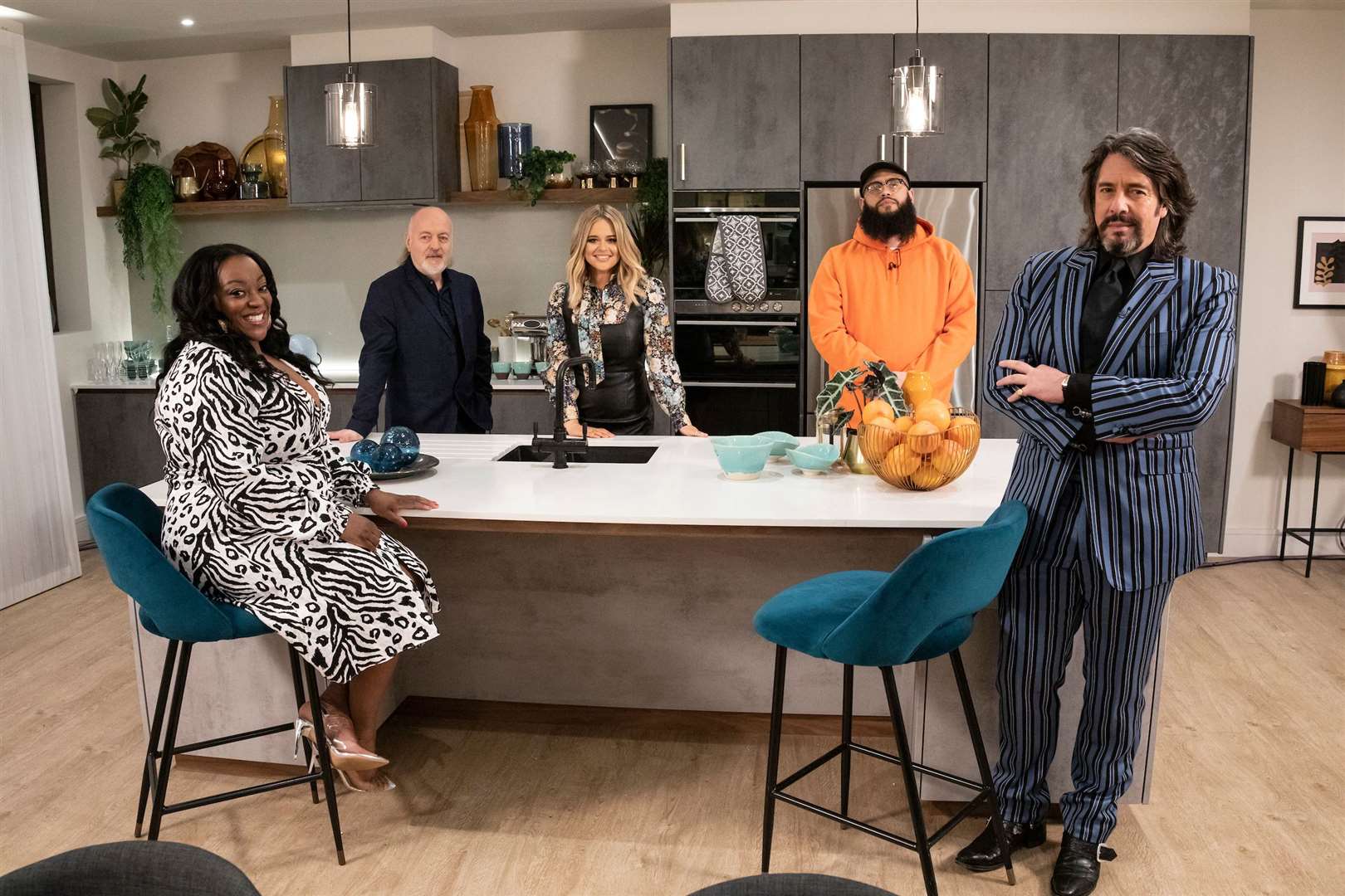 The celebrity panel was Judi Love, Bill Bailey, Emily Atack, Jamali Maddix, Laurence Llewelyn-Bowen. Copyright: BBC/Expectation Entertainment. Photographer: Nic Serpell-Rand