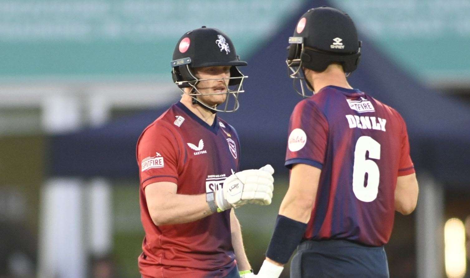 Jordan Cox batting with Joe Denly in this year’s T20 Blast. Picture: Barry Goodwin