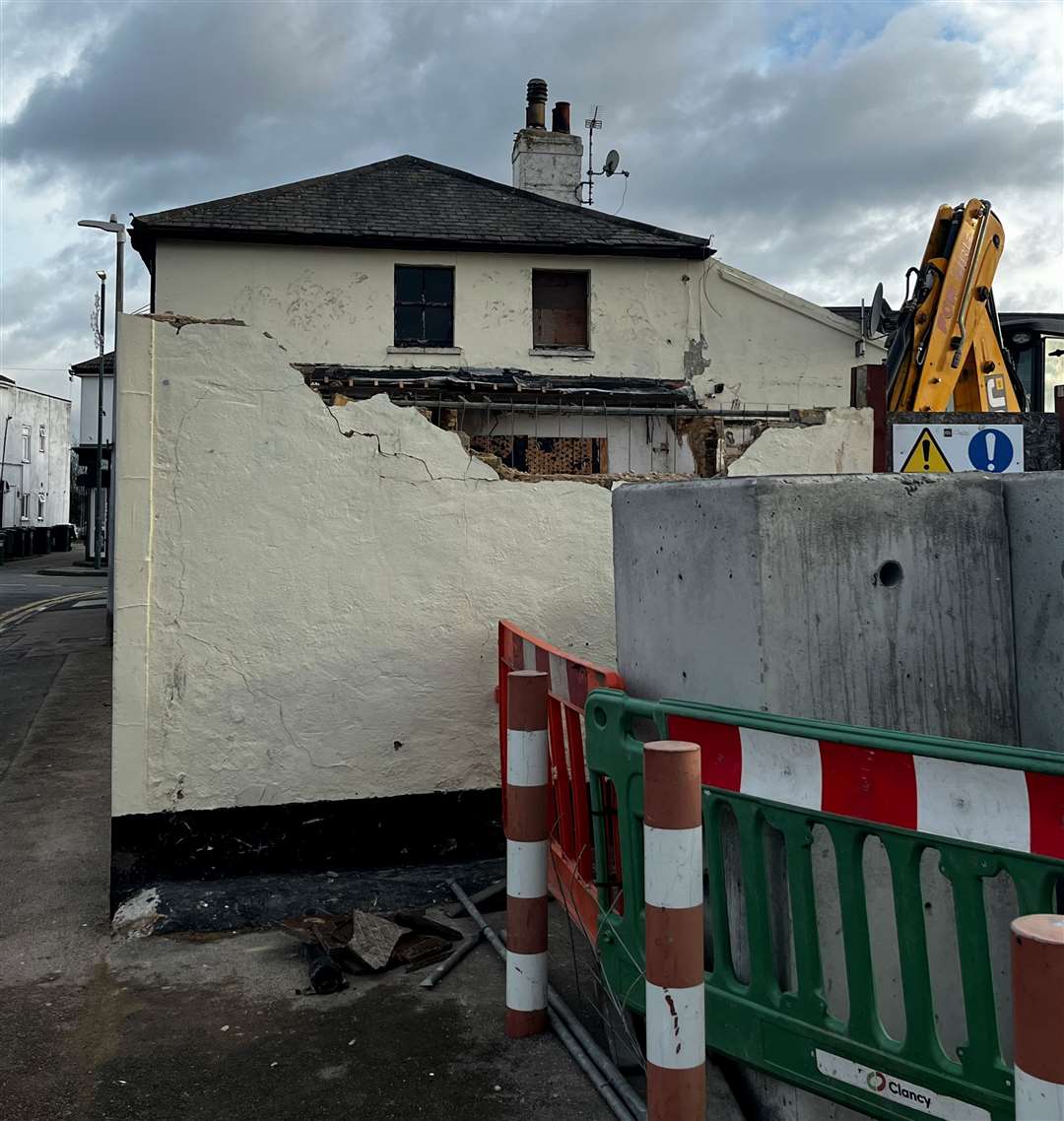 The Wheatsheaf pub in Swanscombe High Street is being demolished