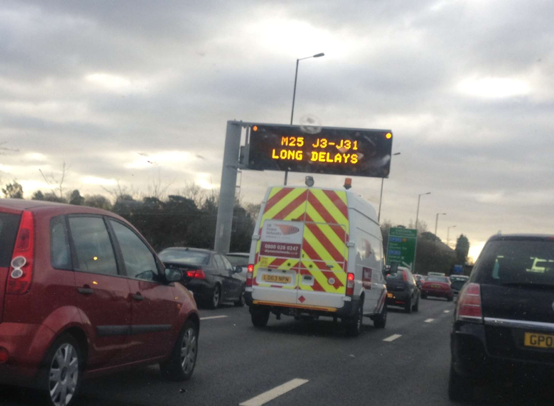 Traffic builds up this morning before the Dartford exit of the M25