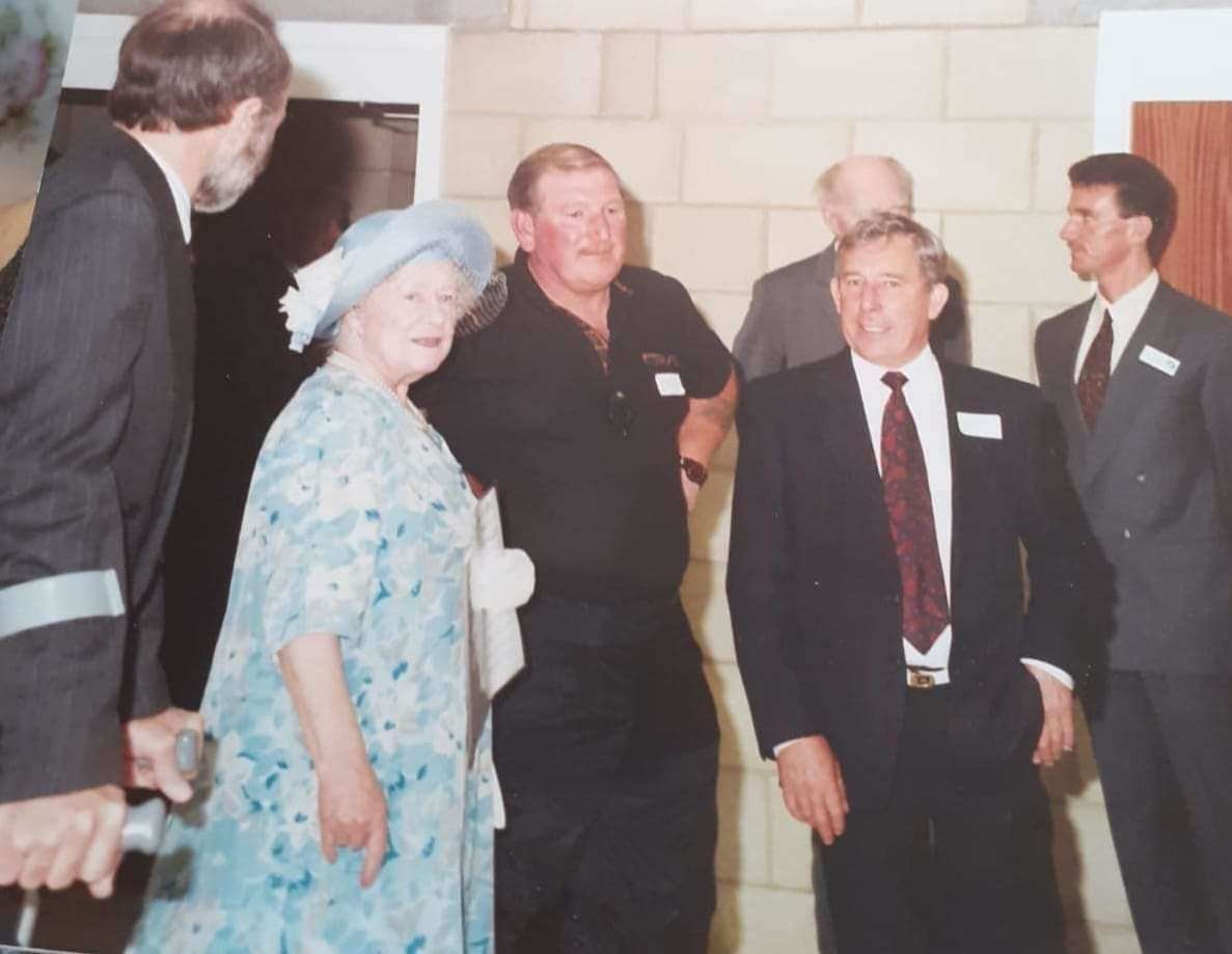 SABC founder Frank Cornwall pictured with the Queen Mother at the opening of Sandwich Leisure Centre in 1991