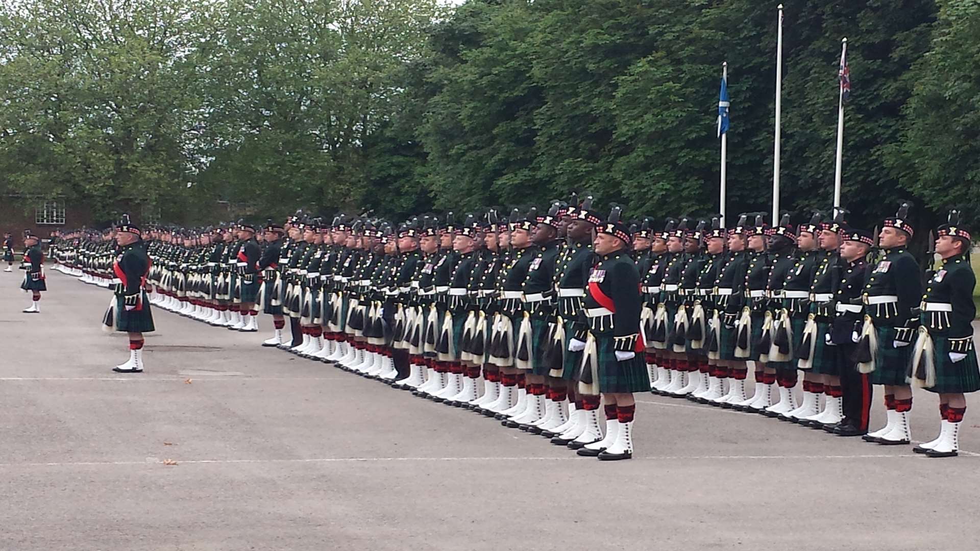 Soldiers from 5 SCOTS on parade ground at Howe Barracks