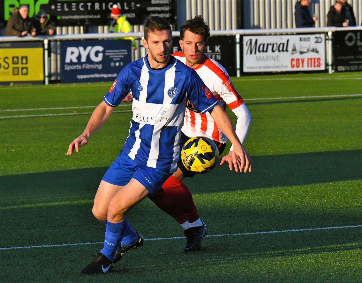 Herne Bay frontman Kane Rowland – scored on his Ramsgate return in a 3-1 Boxing Day defeat. Picture: Marc Richards