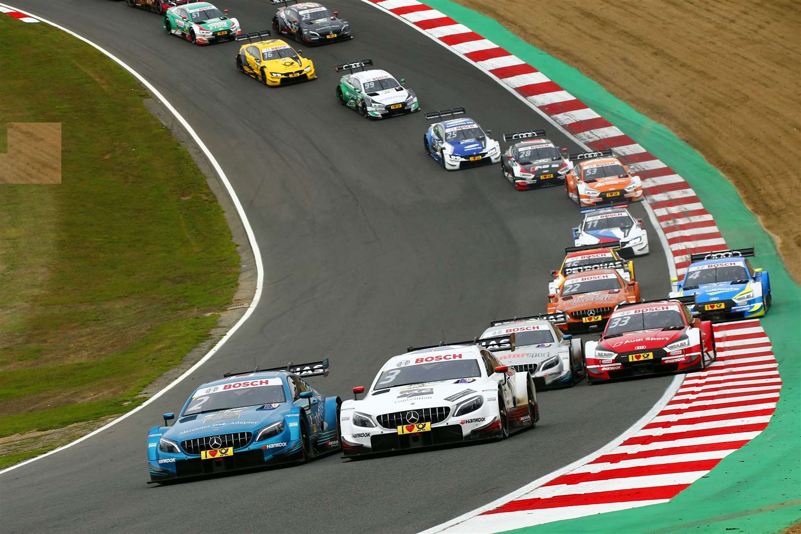 Paffett and di Resta go wheel-to-wheel on Sunday. Picture: DTM