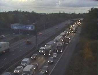 Traffic queuing on the A2. Picture: KCC Highways. (20421159)