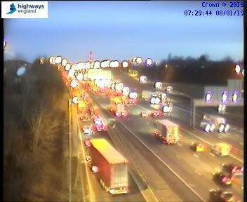 Traffic is queuing on the M25 this morning. Picture: Highways England (6376351)