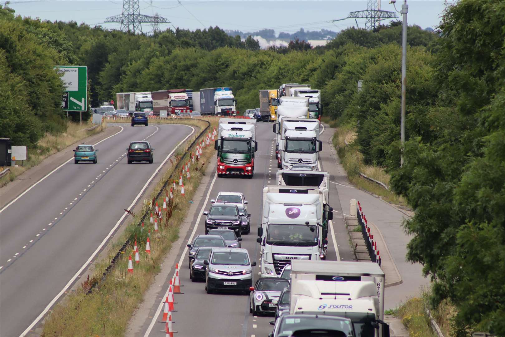 Traffic jam on the A249 at Bobbing after police close road for incident at Key Street