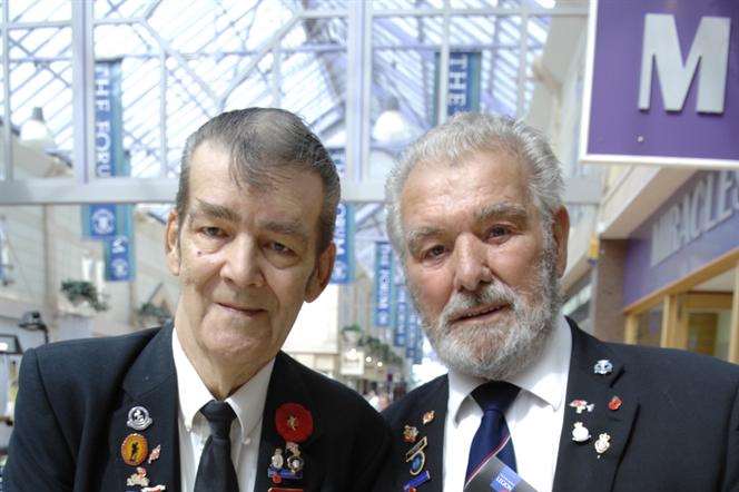 Fred Langworthy (left) and Arthur Creed of the Sittingbourne and Milton Regis Branch of the British Legion during a community day held at Forum shopping centre, Sittingbourne.