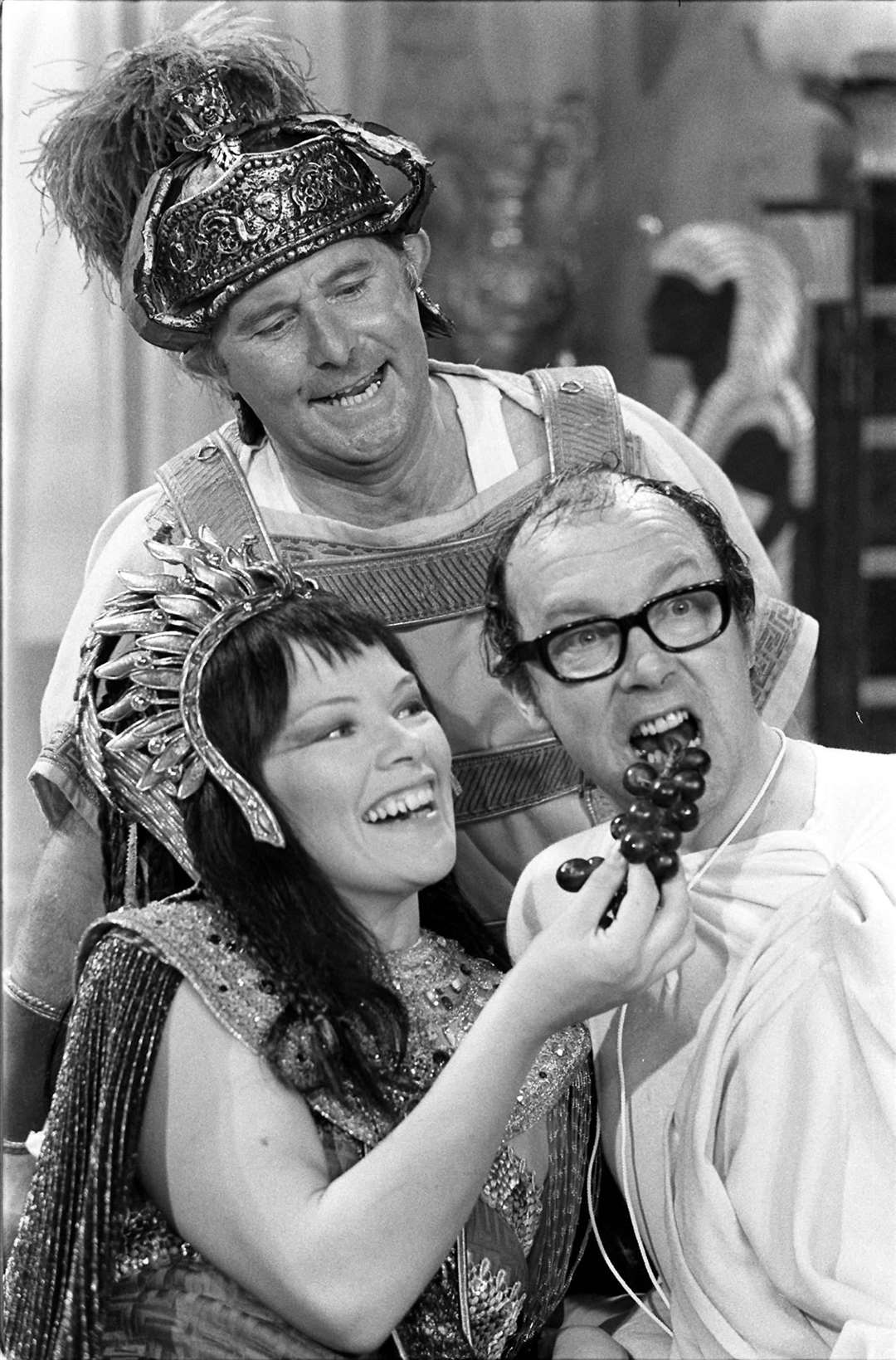 Comedy duo Morecambe and Wise with Glenda Jackson as Cleopatra in 1971 (PA)
