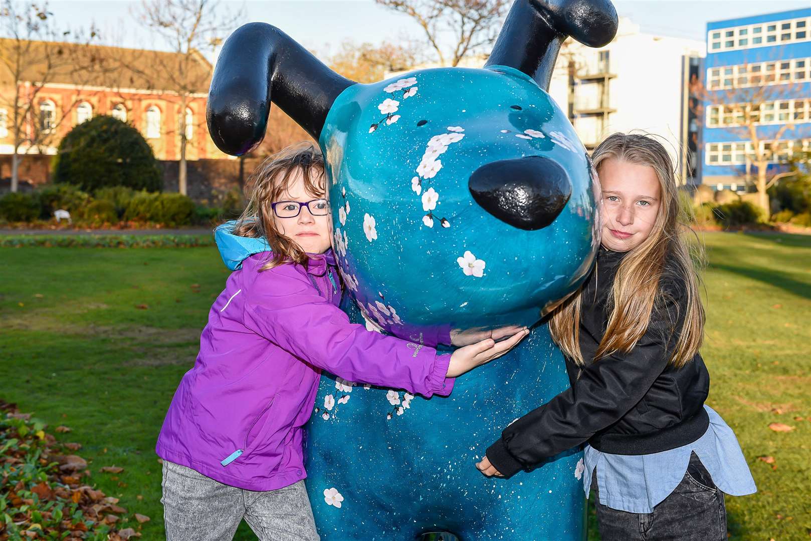 Gemma White and Ruby Mace are among the residents that are sad that the Snowdogs have left Ashford Town Centre. Picture: Alan Langley.