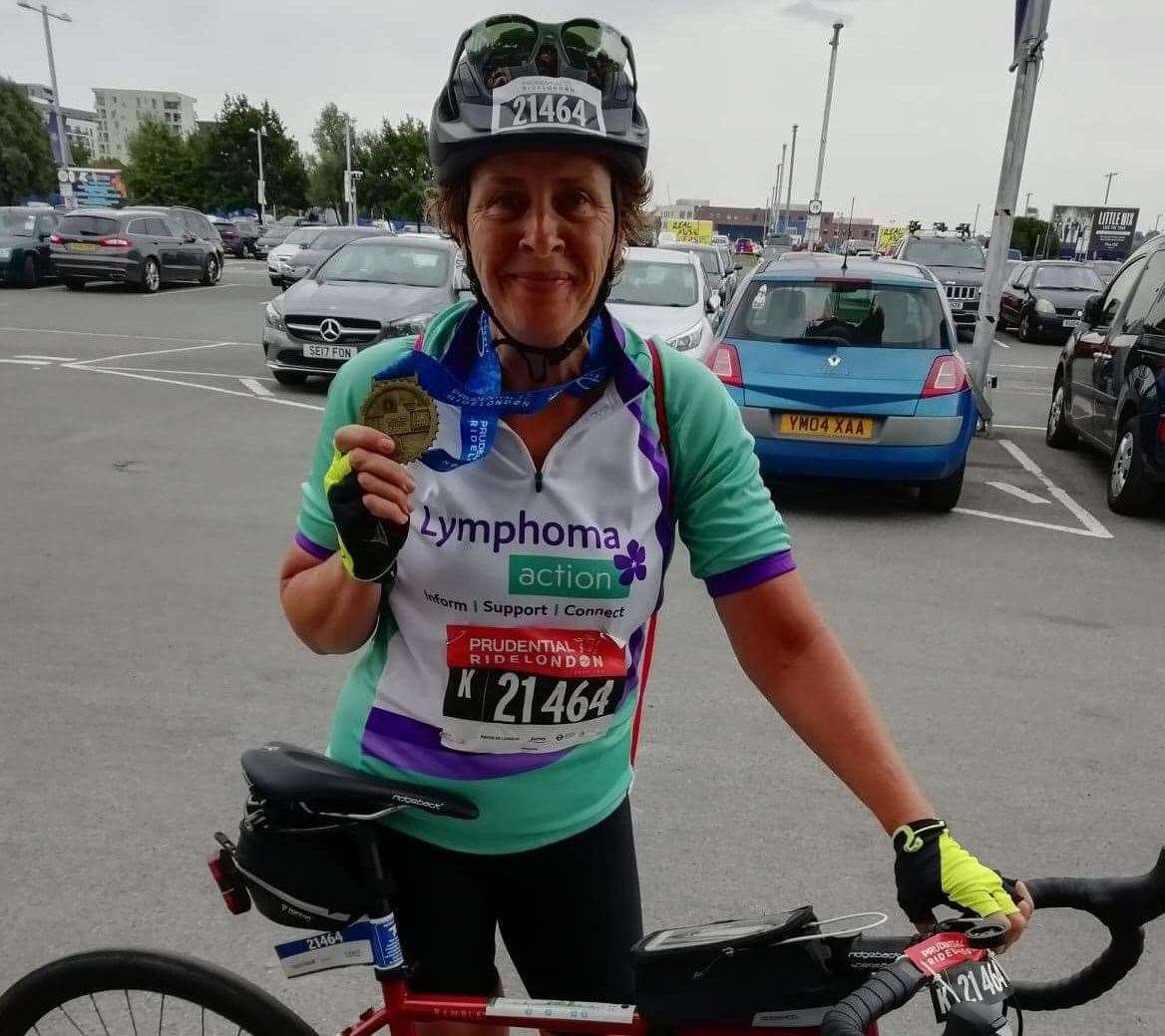 Leisa Foad after her 100 mile bike ride