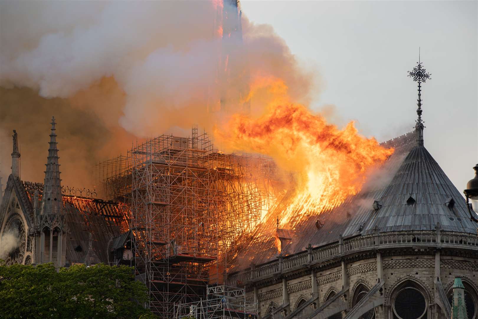 The fire at Notre Dame this week Picture: GAEL DUPRET/Maxppp