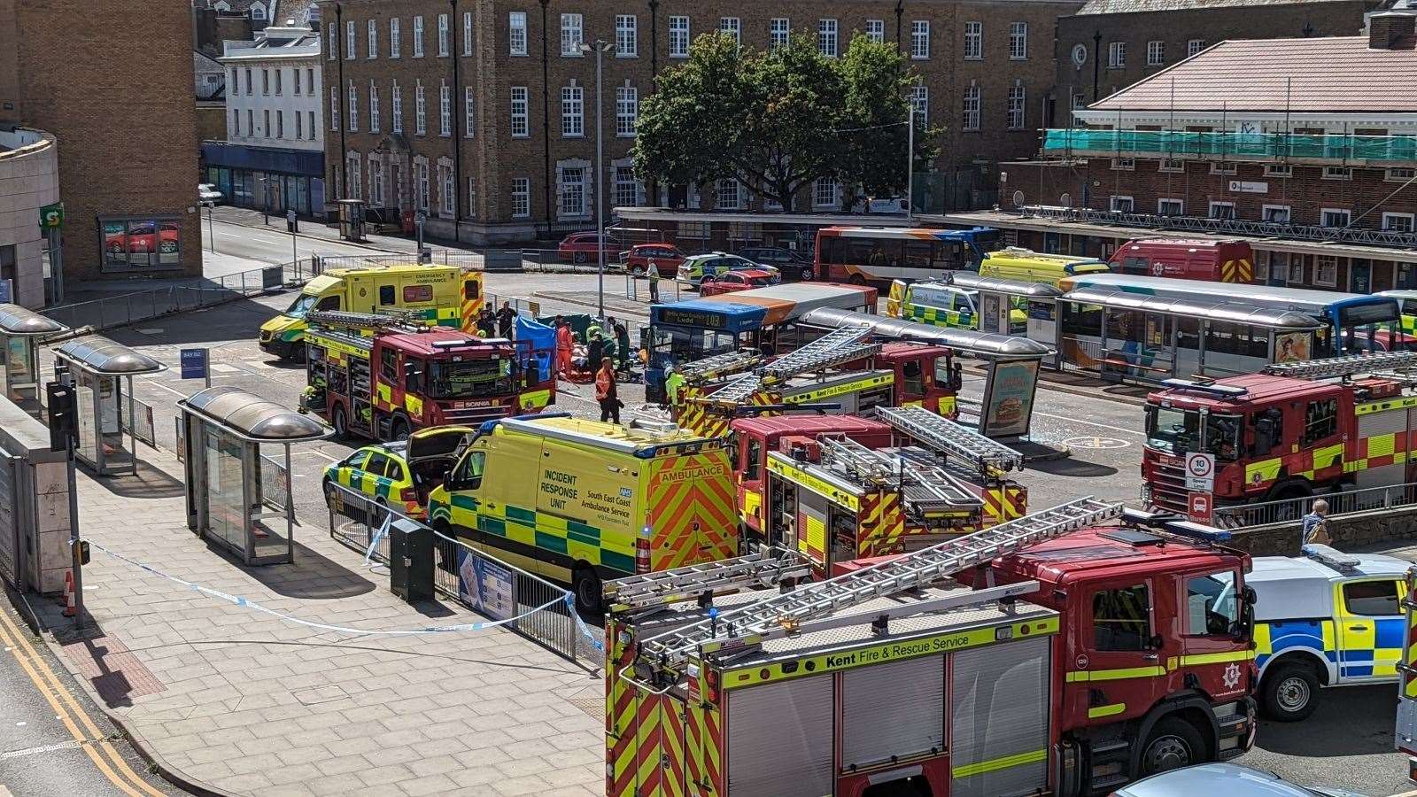 Emergency services at the scene of the incident. Picture: Rhys Griffiths