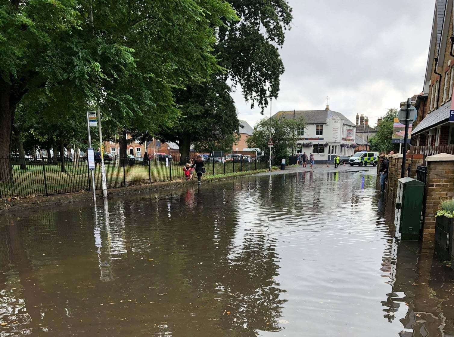 Flooding in Faversham this afternoon. Picture: Dave Reynolds