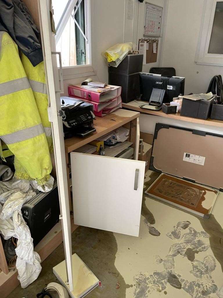 Ransacked office at Roots Timber Reuse